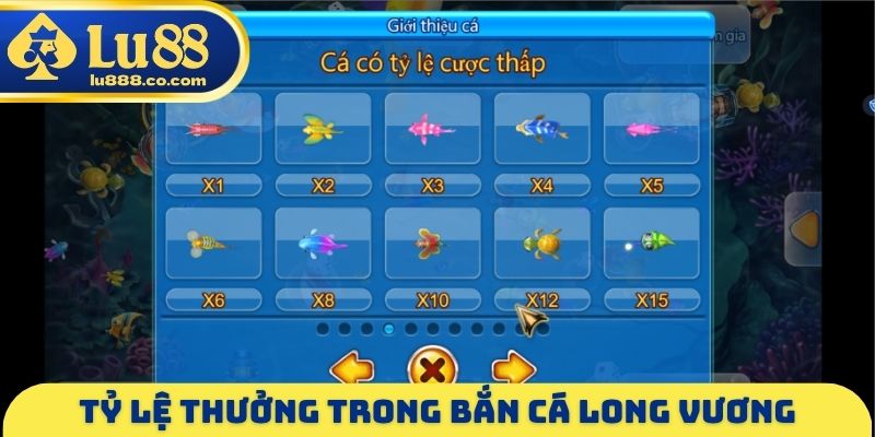 Tỷ lệ thưởng hấp dẫn trong bắn cá Long Vương